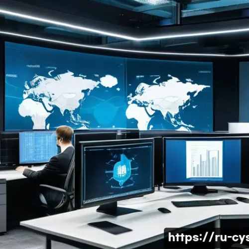 사이버보안에서 발생한 법적 분쟁 사례 - A modern Russian corporate office environment with diverse professionals in business attire actively...